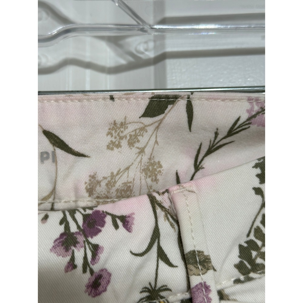 Old Navy Pixie Ankle Pants Womens White Floral Botanical Stretch Cottagecore 8 - Picture 6 of 6